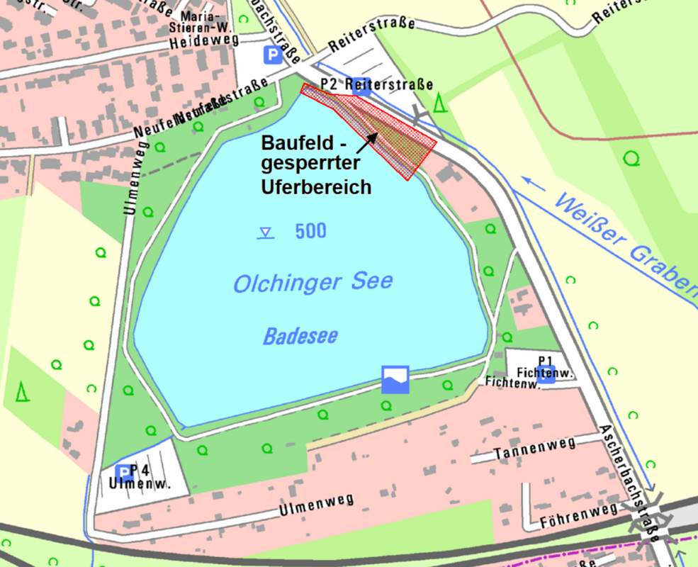 Baustelle Sanierung Olchinger See Nordostufer